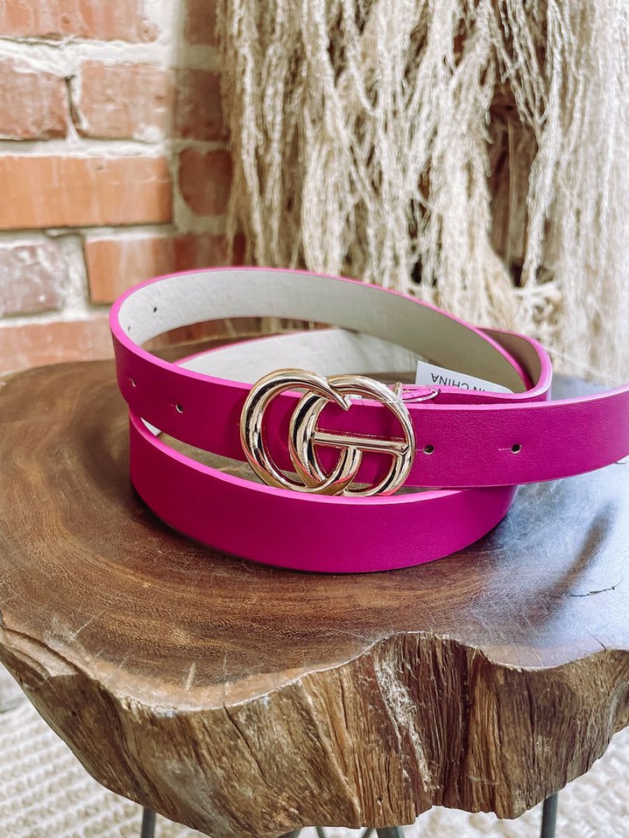 * Texas Bling Basic Gg Buckle Belt- Fuchsia Belts Belts