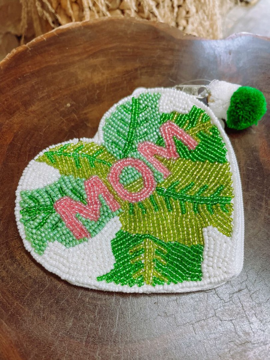 * Texas Bling Palm Leaf Mom Beaded Pouch Bags Bags