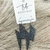 * Texas Bling Glitter Lightening Bolt Earrings- Gunmetal Jewelry