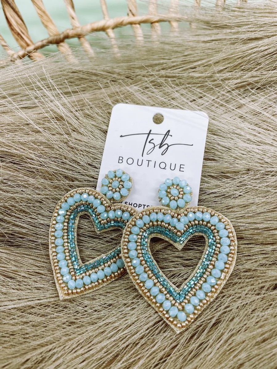 * Texas Bling Jewelry Blue Heart Earrings Jewelry