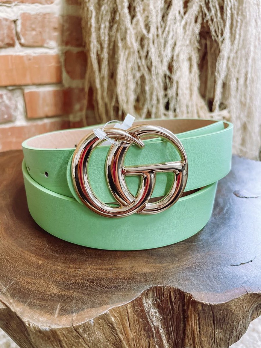 * Texas Bling Avocado Gg Buckle Belt Belts Belts