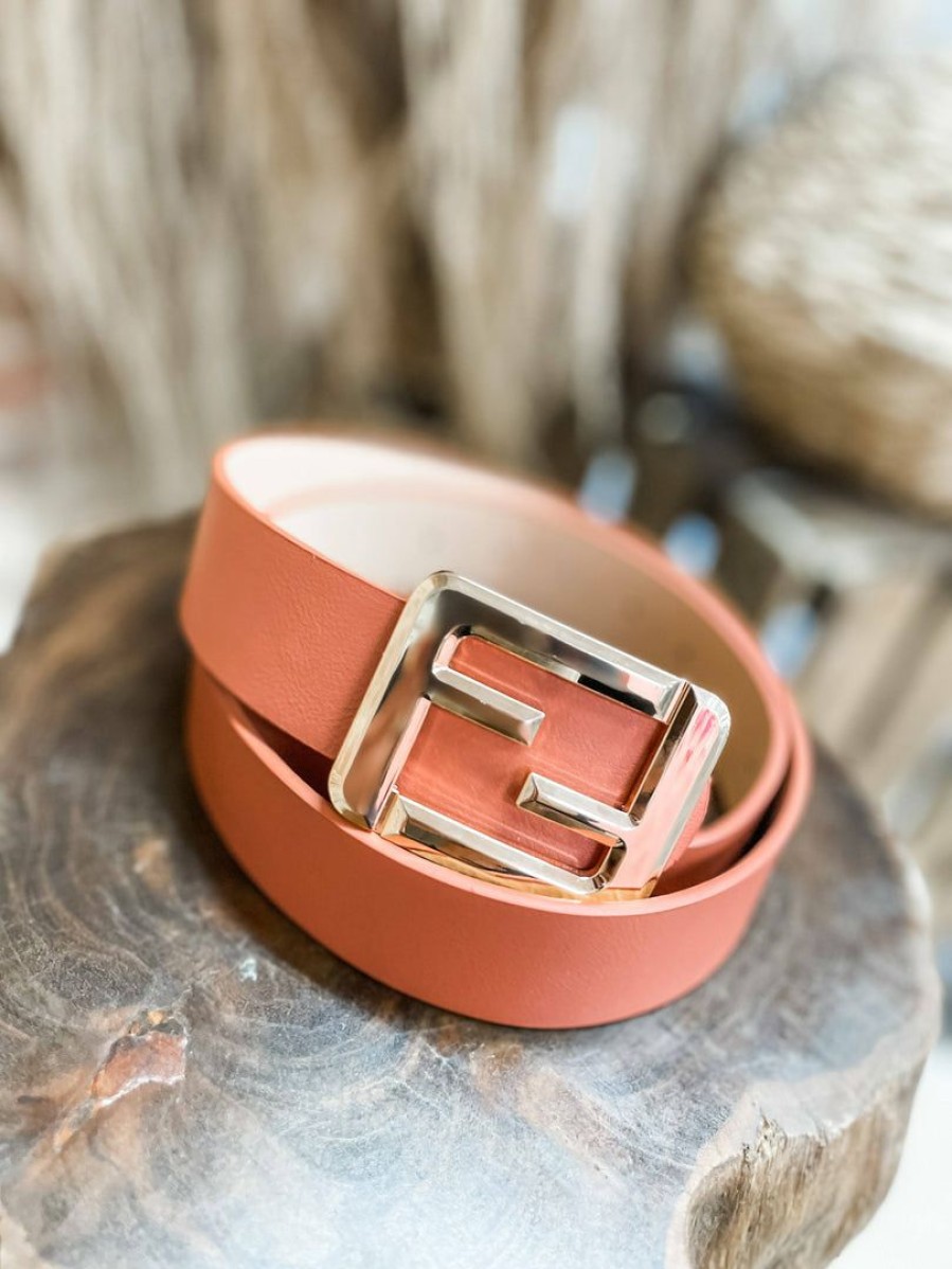 * Texas Bling Square Buckle Belt- Rose Belts