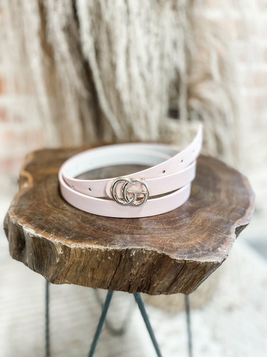 * Texas Bling Skinny Gg Belt- Pale Pink Belts