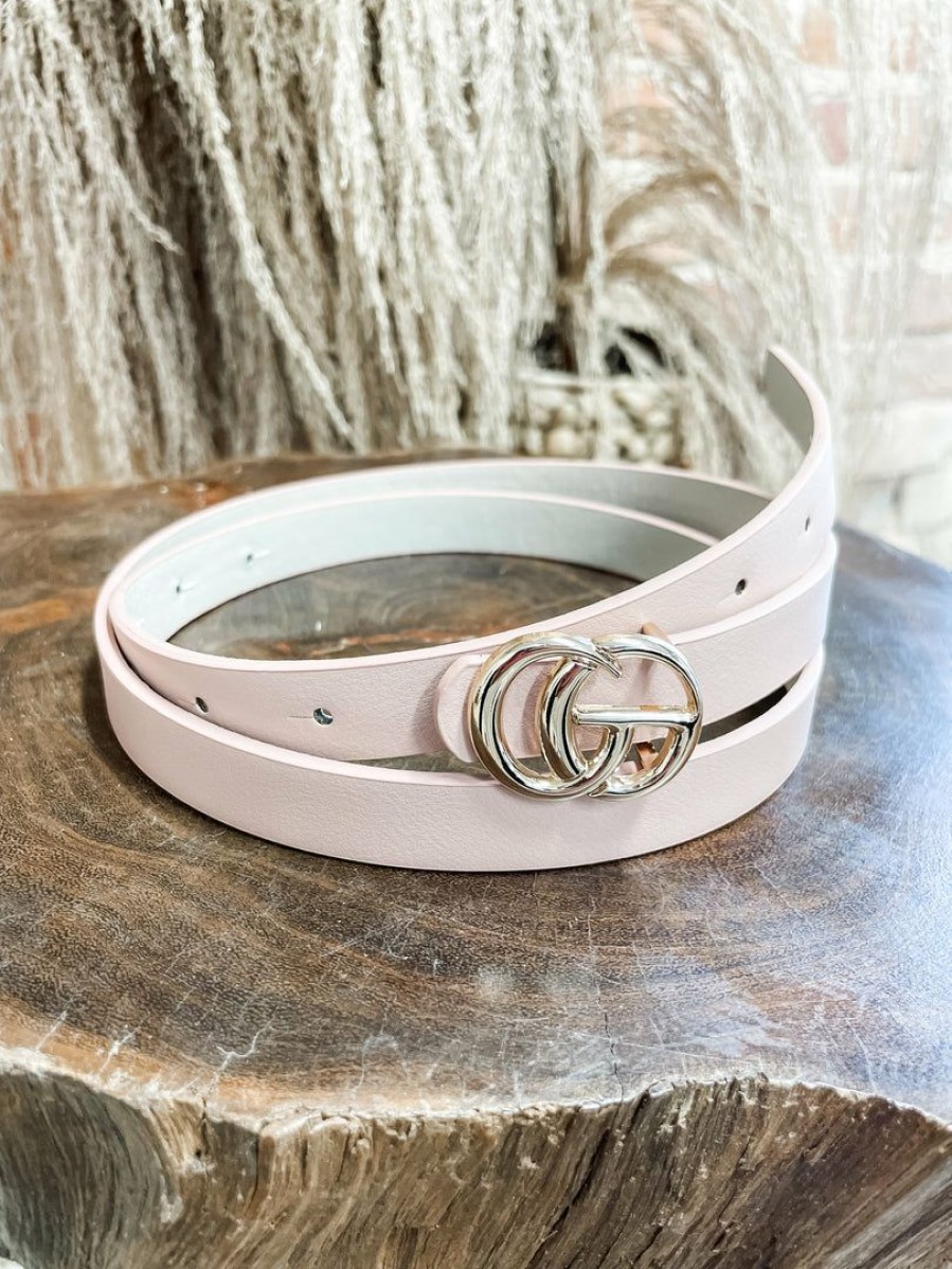 * Texas Bling Skinny Gg Belt- Pale Pink Belts