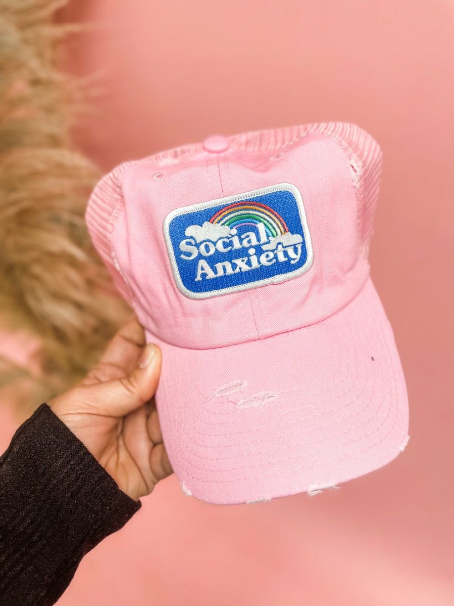 * Texas Bling Social Anxiety Patch Hat- Pink Hats