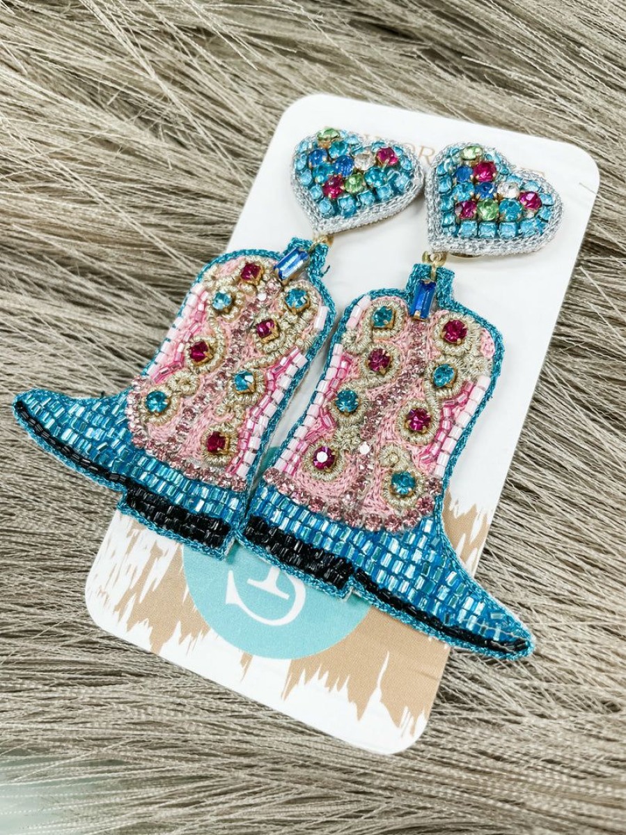 * Texas Bling Jolene Beaded Boots Earring Jewelry