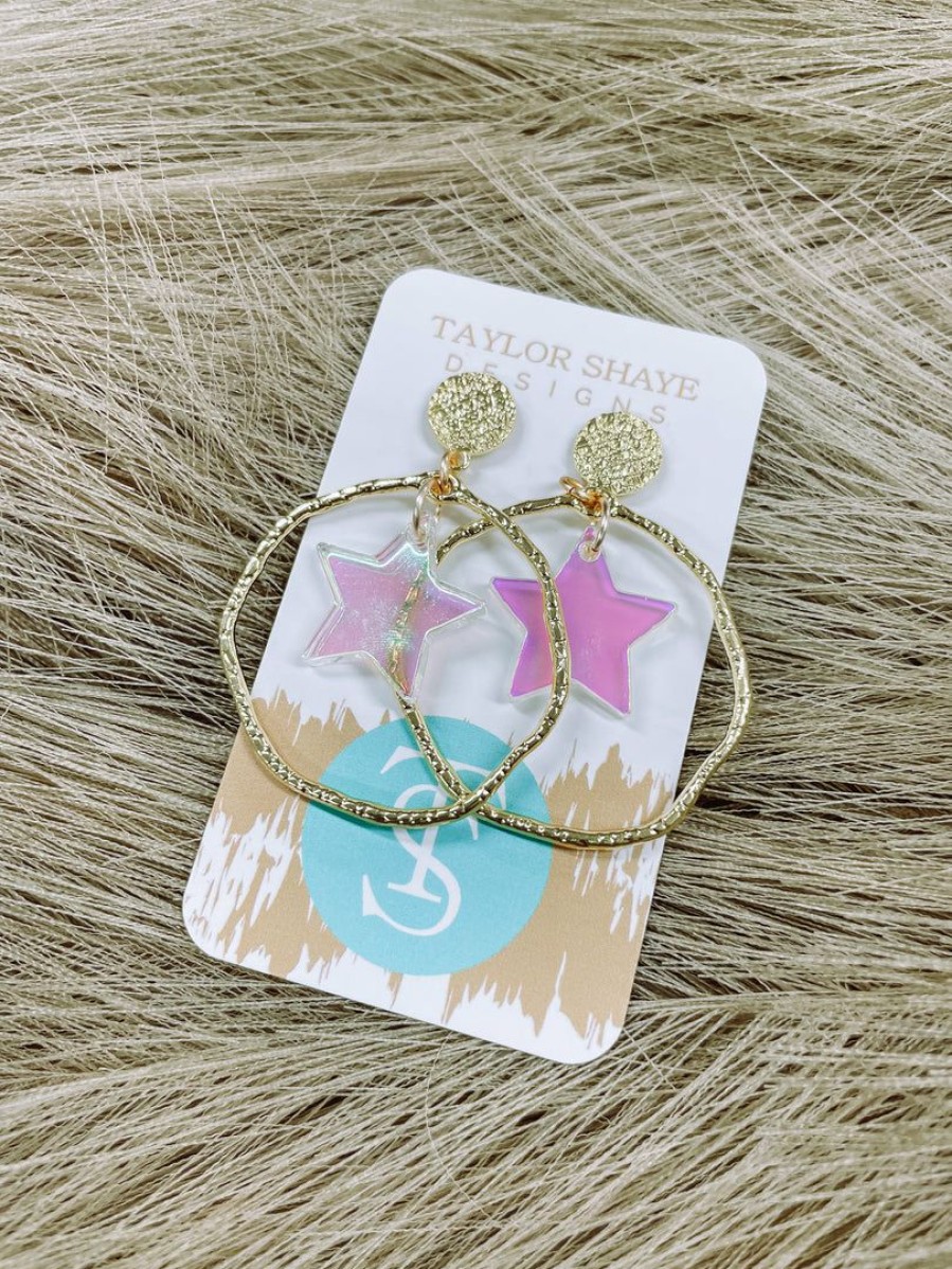 * Texas Bling Jewelry Celeste Iridescent Star Drop Earrings Jewelry