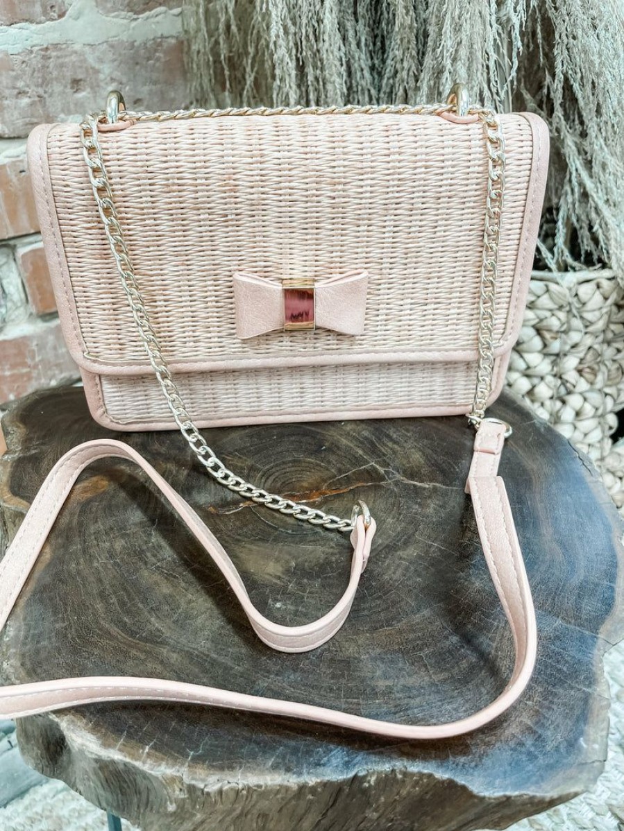 * Texas Bling Halli Rectangle Straw Bag- Blush Bags