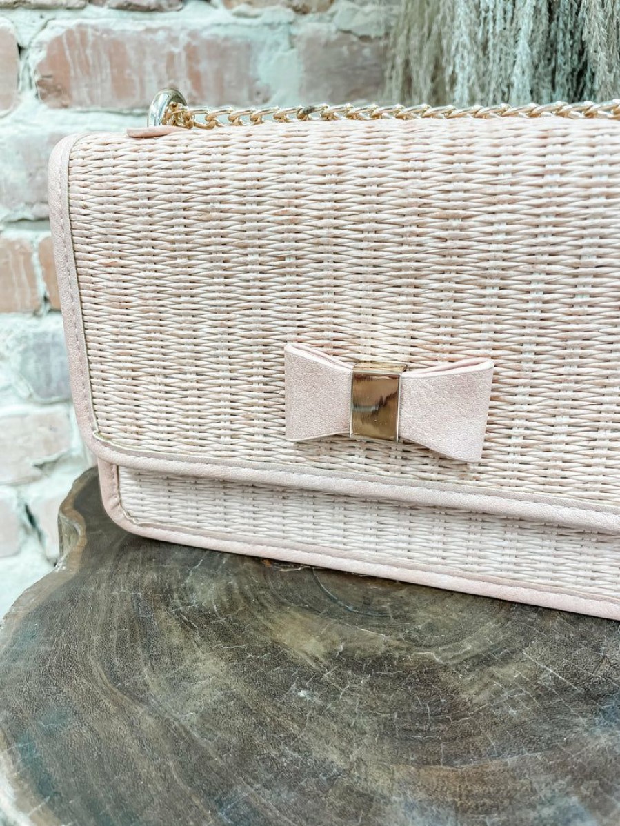 * Texas Bling Halli Rectangle Straw Bag- Blush Bags