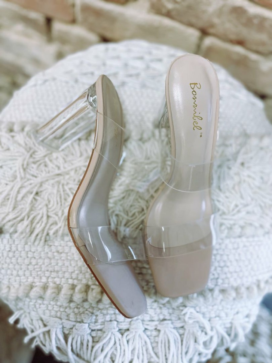 * Appleblossom Shia Clear Double Strap Heels Heels