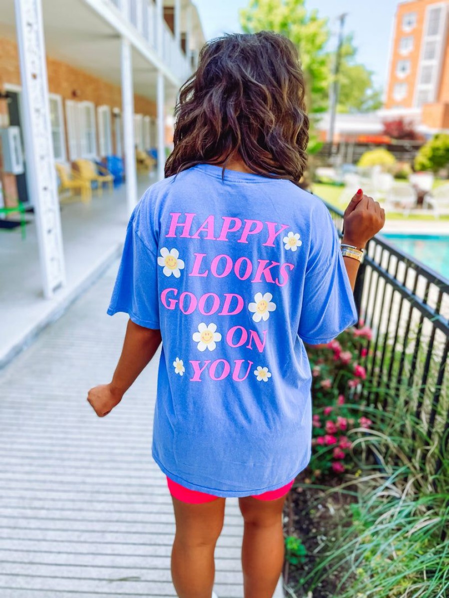 * Pierce + Pine Happy Looks Good On You Graphic Tees Summer