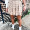 * Very J Bottoms Julia Plaid Pleated Skirt- Mocha Bottoms