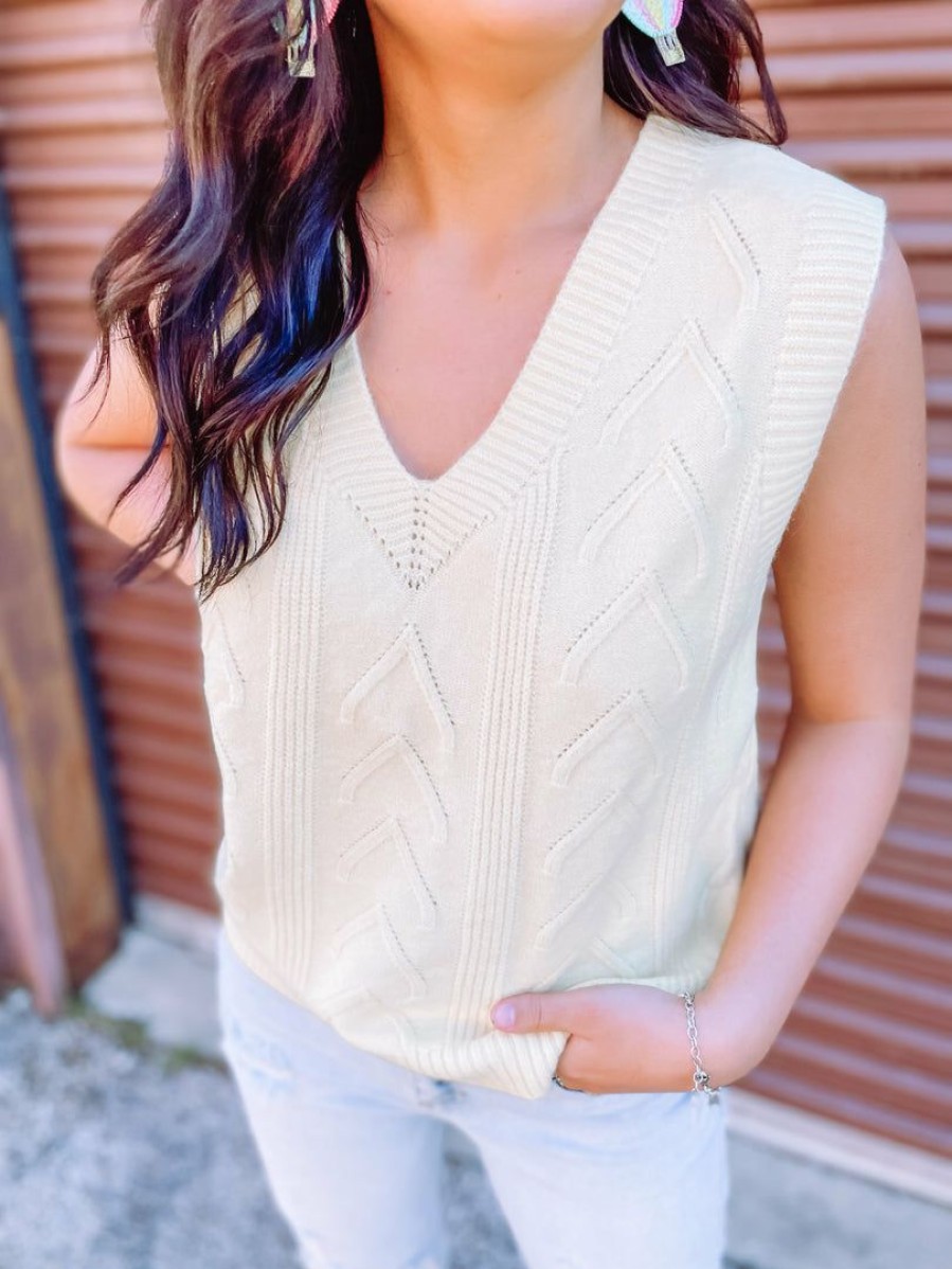 * Adele. B Fiona Relaxed Fit Sweater Vest- Yellow Tops Tops