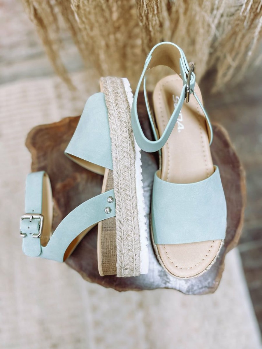 * Fortune Dynamic Shoes Topic Platform Sandals- Dark Mint Sandals