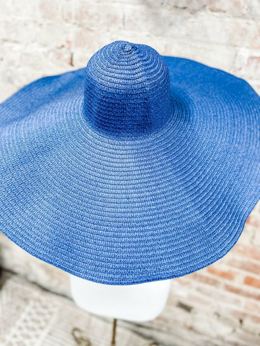 * Texas Bling Take Me Away: Resort Edition Everly Beach Sunshade Straw Hat- Navy Hats