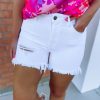 * Nature Denim Vanessa High Low Shorts- White Bottoms