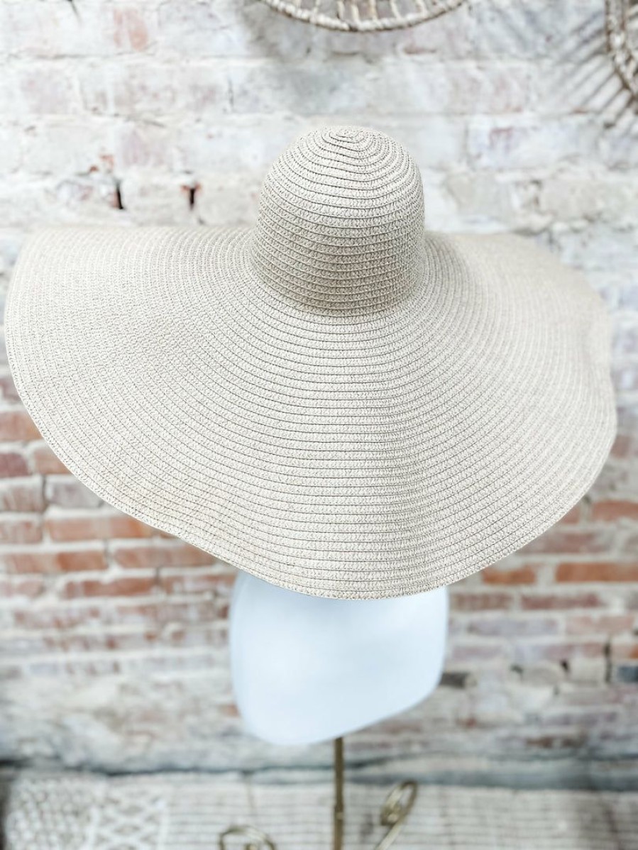 * Texas Bling Everly Beach Sunshade Straw Hat- Khaki Hats